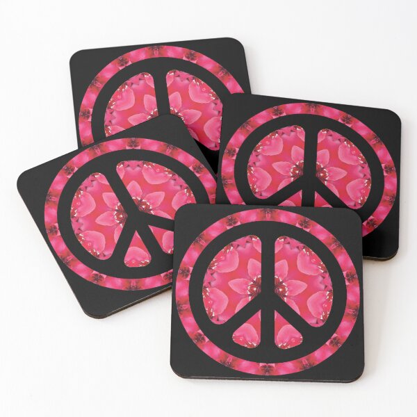 Item preview, CND Peace symbol in pinks kaleidoscopic flower  designed and sold by effervescence.