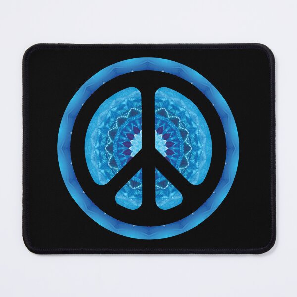 Item preview, CND Peace symbol in blue kaleidoscopic flower  designed and sold by effervescence.
