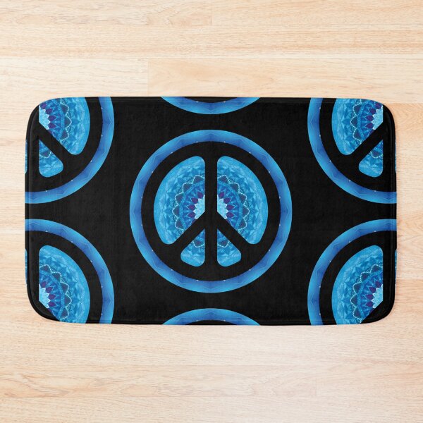 Item preview, CND Peace symbol in blue kaleidoscopic flower  designed and sold by effervescence.