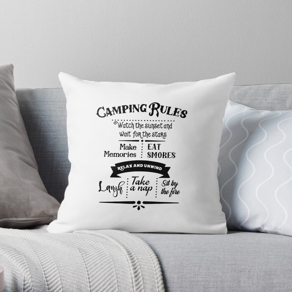 Funny Camping Slogan Camper Idea de regalo al aire libre Funny Camping  Slogan-What Happens in the Camper Throw Pillow Almohada de 15.7 x 15.7 in