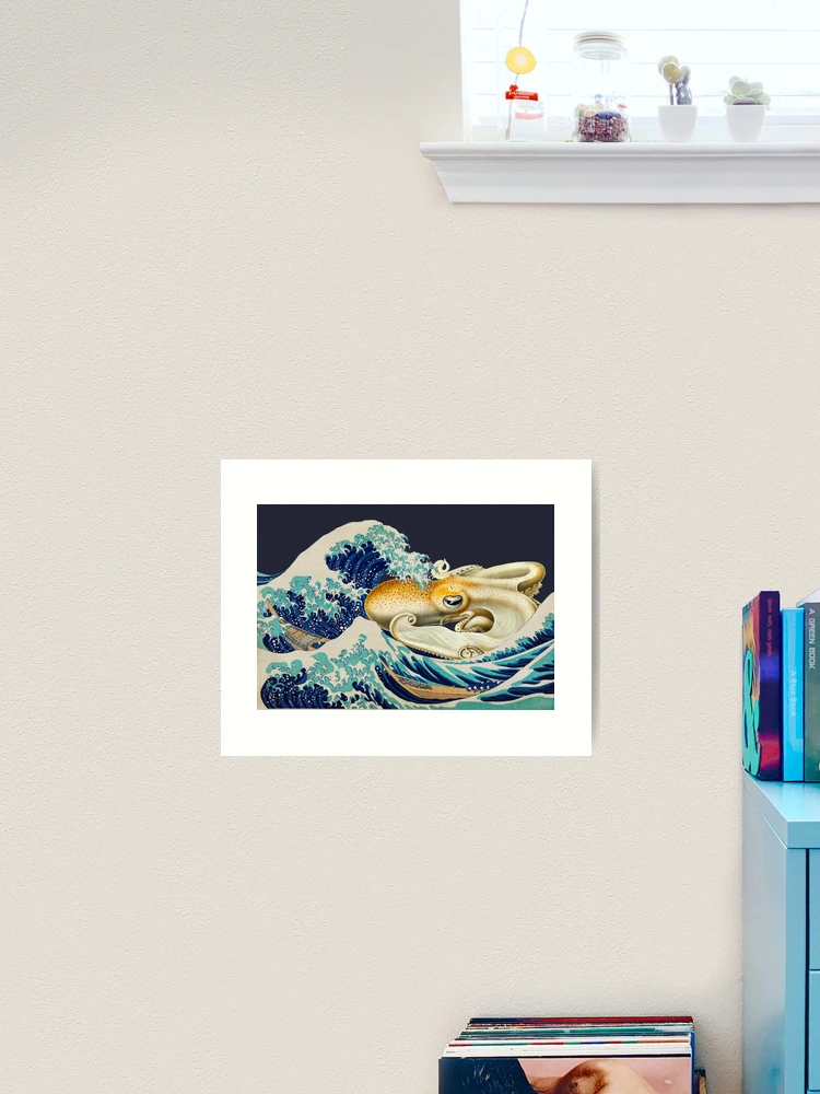 Vintage Japanese Hokusai Wave With Giant Octopus