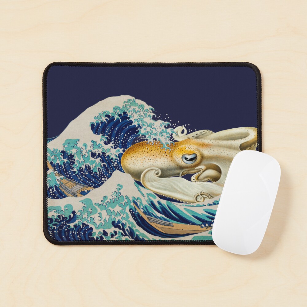 Vintage Japanese Hokusai Wave With Giant Octopus