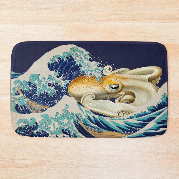 Item preview, Vintage Japanese Hokusai Wave With Giant Octopus Illustration designed and sold by TrulyEpoque.
