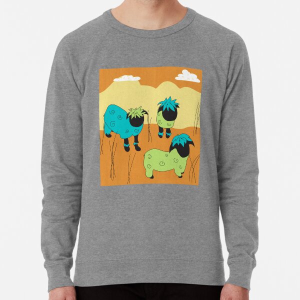 Blacknose Swiss Sheep Orange and Aqua Lightweight Sweatshirt