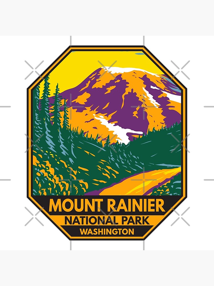 Mount Rainier National Park Washington Emblem Premium Matte Vertical ...