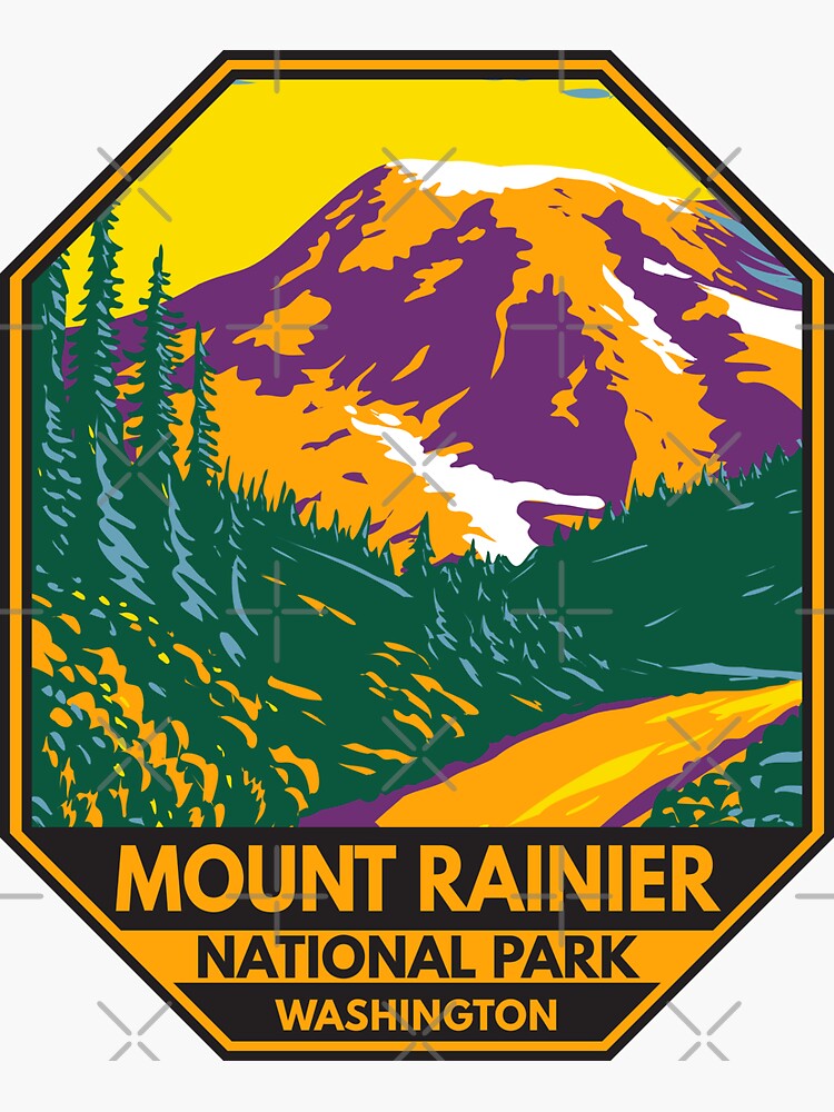 Mount Rainier National Park Washington Emblem Sticker for Sale by  KrisSidDesigns
