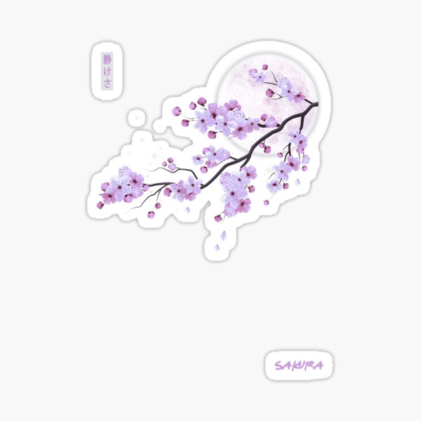 Flor de flor de cerezo Sakura púrpura japonesa Pegatina