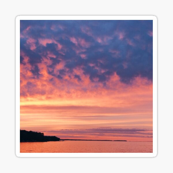 Pink Orange And Purple Sunset By The Lake Sticker By Alexandrastr