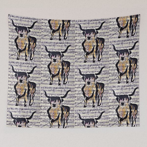 Item preview, Highland scotish cow, scotland, music sheet, countryside, farm animals, meadow designed and sold by NessArtByEwa.