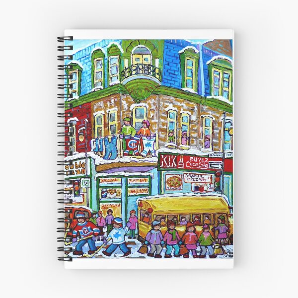 Item preview, VINTAGE  MONTREAL BUILDING WINTER SCENE WITH YELLOW SCHOOL BUS designed and sold by Carole  Spandau.