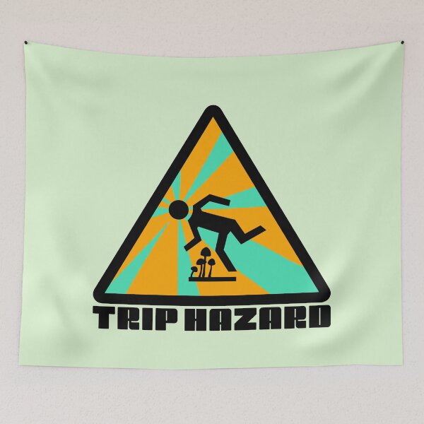 Item preview, Turquoise Trip Hazard Psychedelic Warning Sign designed and sold by Normandie Rainwater.