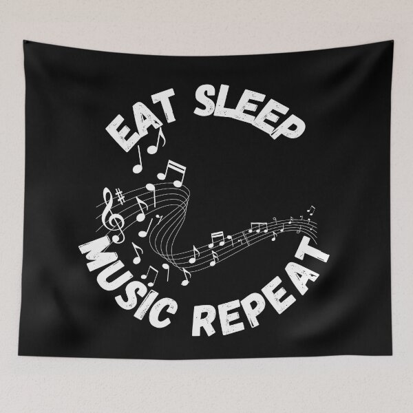Item preview, Eat Sleep Music Repeat Notes Sheet In Black designed and sold by LuckyKermit.