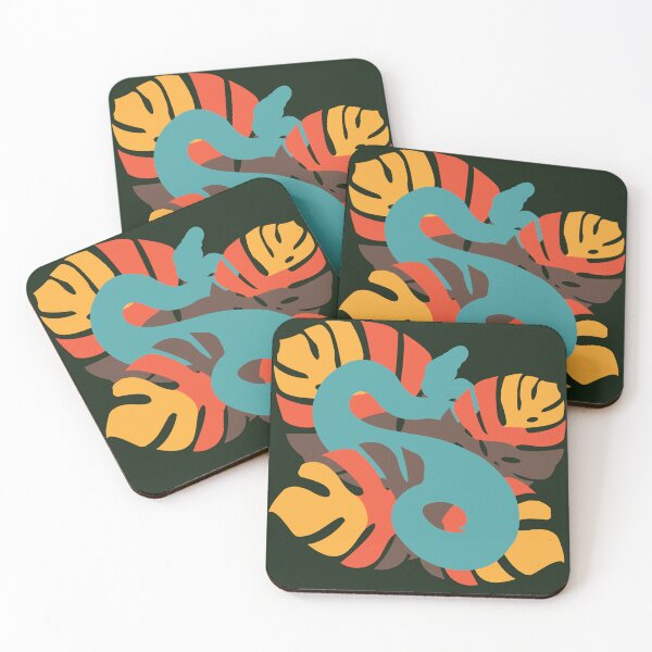 Item preview, Snake in Campfire River Colour Monstera Leaves designed and sold by Nerdynoods.