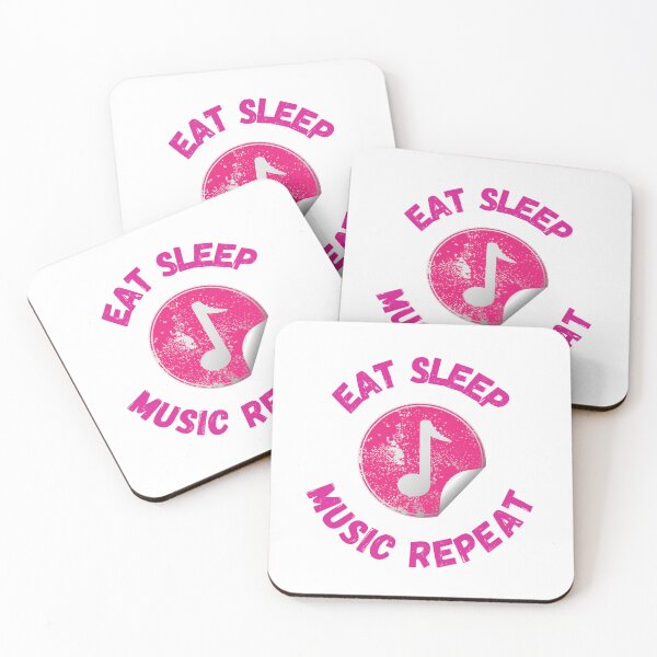 Item preview, Eat Sleep Music Repeat Eighth Note Pink designed and sold by LuckyKermit.