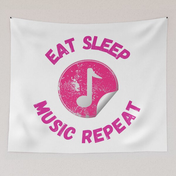 Item preview, Eat Sleep Music Repeat Eighth Note Pink designed and sold by LuckyKermit.
