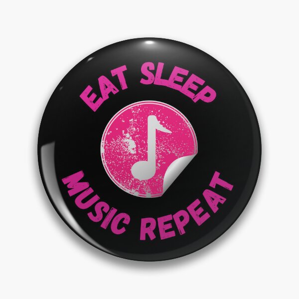 Item preview, Eat Sleep Music Repeat Eighth Note Pink In Black designed and sold by LuckyKermit.