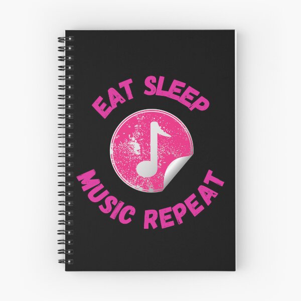 Item preview, Eat Sleep Music Repeat Eighth Note Pink In Black designed and sold by LuckyKermit.