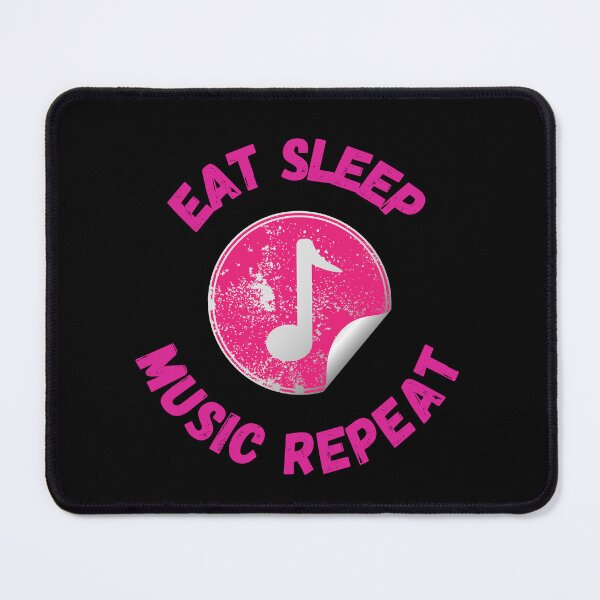 Item preview, Eat Sleep Music Repeat Eighth Note Pink In Black designed and sold by LuckyKermit.