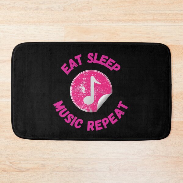 Item preview, Eat Sleep Music Repeat Eighth Note Pink In Black designed and sold by LuckyKermit.