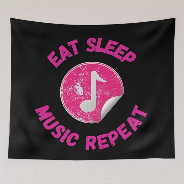 Item preview, Eat Sleep Music Repeat Eighth Note Pink In Black designed and sold by LuckyKermit.