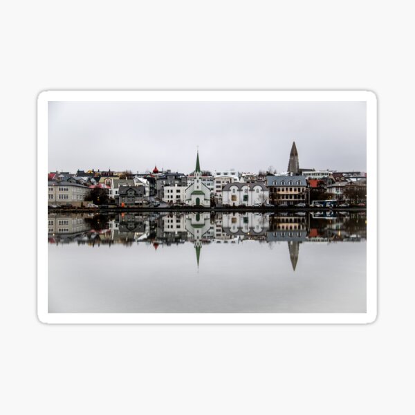Frozen Tjornin Lake in Reykjavik, Iceland Sticker