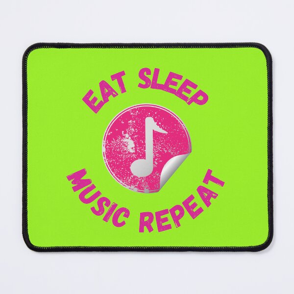 Item preview, Eat Sleep Music Repeat Eighth Note Pink In Lime designed and sold by LuckyKermit.