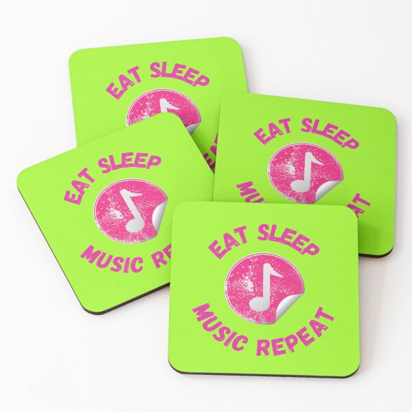 Item preview, Eat Sleep Music Repeat Eighth Note Pink In Lime designed and sold by LuckyKermit.