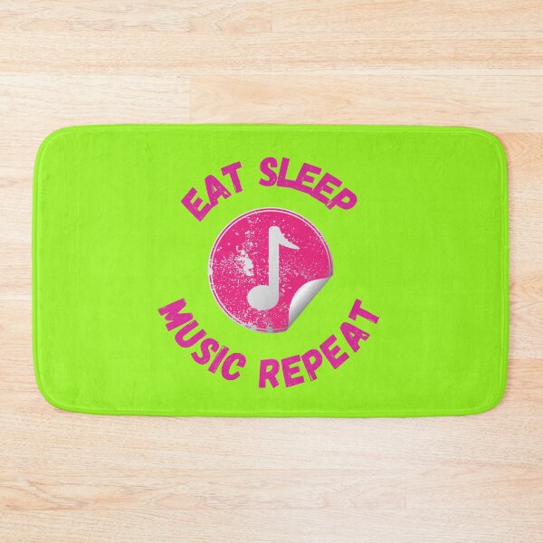 Item preview, Eat Sleep Music Repeat Eighth Note Pink In Lime designed and sold by LuckyKermit.