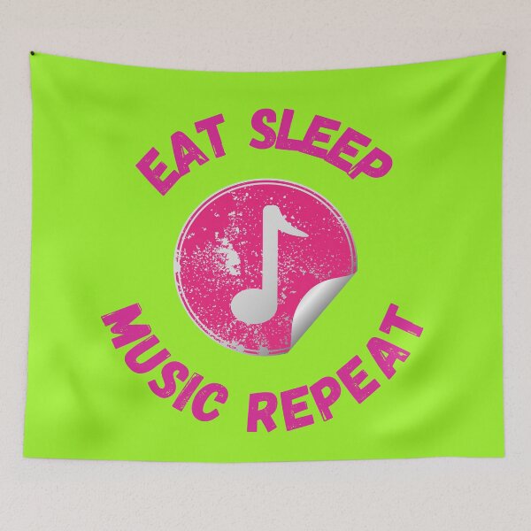 Item preview, Eat Sleep Music Repeat Eighth Note Pink In Lime designed and sold by LuckyKermit.