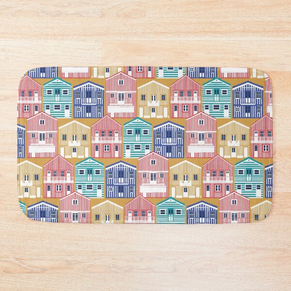 Item preview, Colourful Portuguese houses // rob roy yellow background mandy red electric blue and peacock teal Costa Nova inspired houses designed and sold by SelmaCardoso.