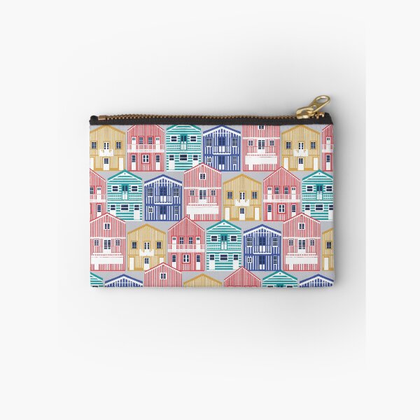 Item preview, Colourful Portuguese houses // light grey background rob roy yellow mandy red electric blue and peacock teal Costa Nova inspired houses designed and sold by SelmaCardoso.
