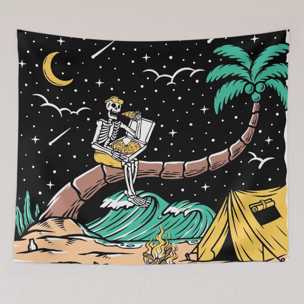 Item preview, Eat Pizza on the Beach at Night designed and sold by Ala Muk.