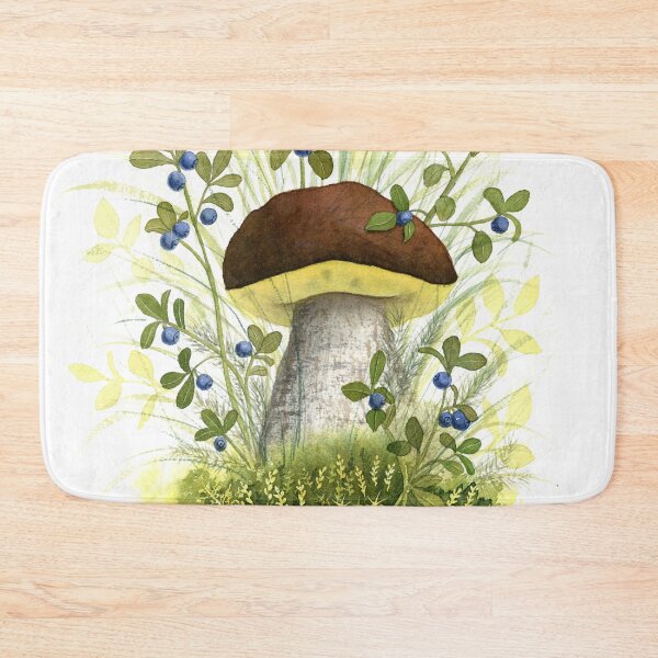 Item preview, Wild Mushroom and Blueberries Watercolor Painting designed and sold by AlicjaCurioseur.