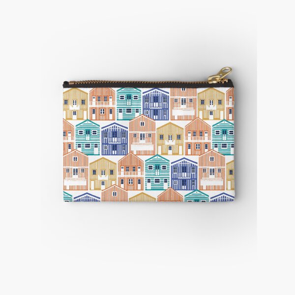 Item preview, Colourful Portuguese houses // white background rob roy yellow gold drop orange electric blue and peacock teal Costa Nova inspired houses designed and sold by SelmaCardoso.