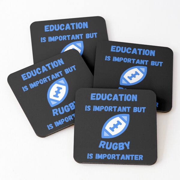 Item preview, Education Is Important But Rugby Is Importanter Blue Ball In Black designed and sold by LuckyKermit.