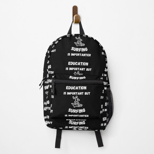 Item preview, Education Is Important But Surfing Is Importanter Surfer Clipart In Black designed and sold by LuckyKermit.