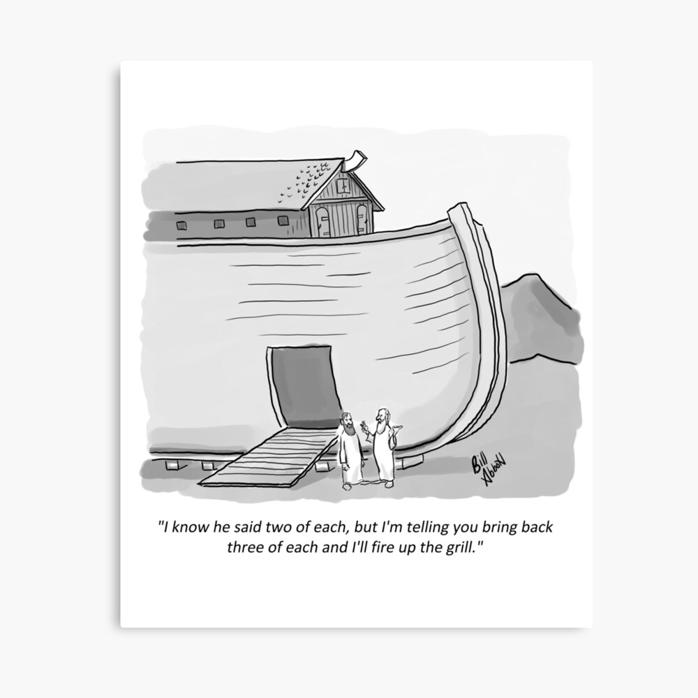 Funny Noah S Ark Cartoon Metal Print By Abbottoons Redbubble