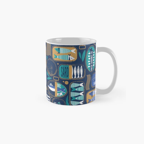 Vista previa del artículo con la obra «Sardinas enlatadas vintage // fondo azul marino verde azulado pavo real y latas azul eléctrico», diseñado y vendido por SelmaCardoso.