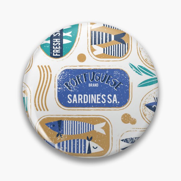 Item preview, Vintage canned sardines // white background peacock teal and electric blue cans  designed and sold by SelmaCardoso.