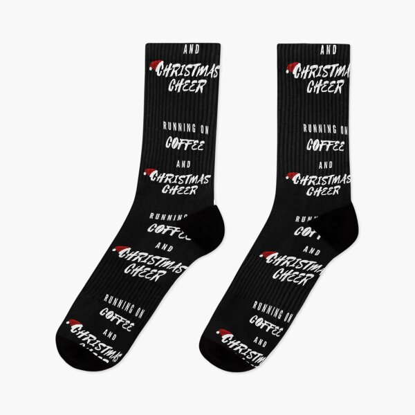 Item preview, Running On Coffee And Christmas Cheer Funny Sayings Santa Hat In Black designed and sold by LuckyKermit.