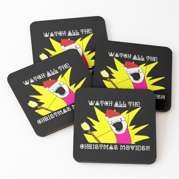 Item preview, Watch All The Christmas Movies Santa Hat All The Things Meme In Black designed and sold by LuckyKermit.