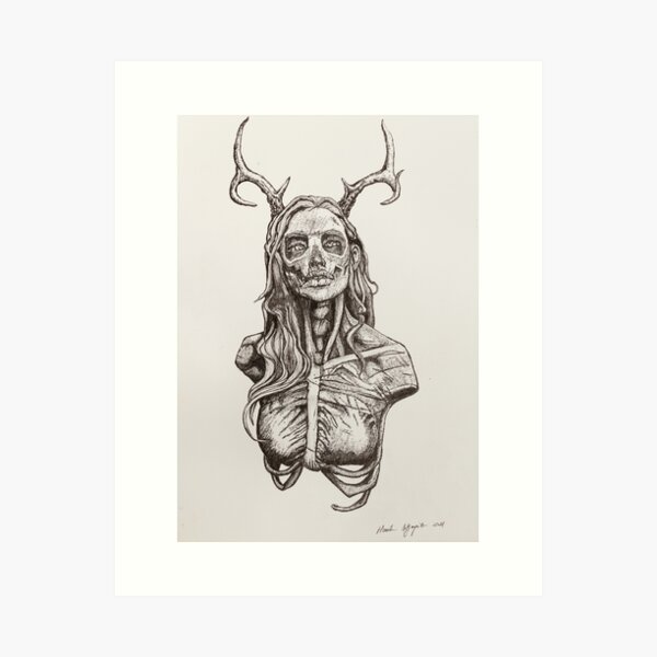 Witch with Antlers Art Print