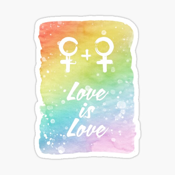 Love is love on rainbow water color Sticker