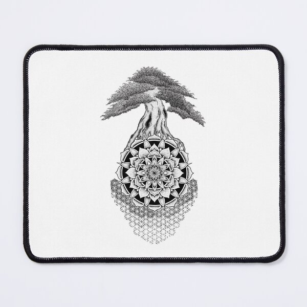 Item preview, A fat tree on top of a pen and ink dotwork mandala. designed and sold by René Voortwist Pen and Ink art.