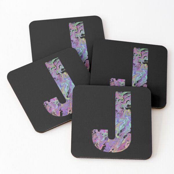 Item preview, Letter J Sticker; Acrylic Pour Effect Pattern Sticker designed and sold by WoollyOrbit2000.
