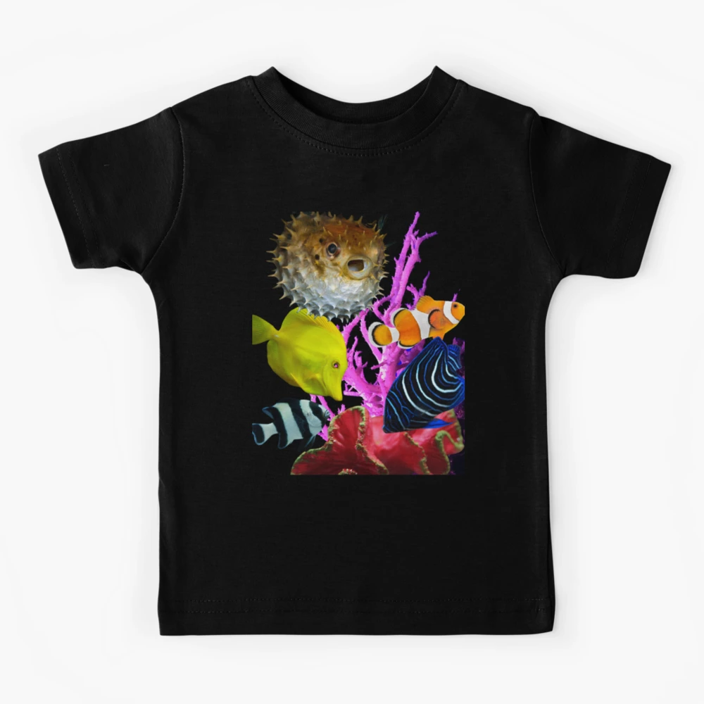 Colorful Digital Photo Collage Saltwater Fish Design | Kids T-Shirt
