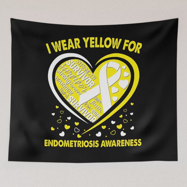 Item preview, I Wear Yellow For Endometriosis Survivor Heart Ribbon designed and sold by heppenp.