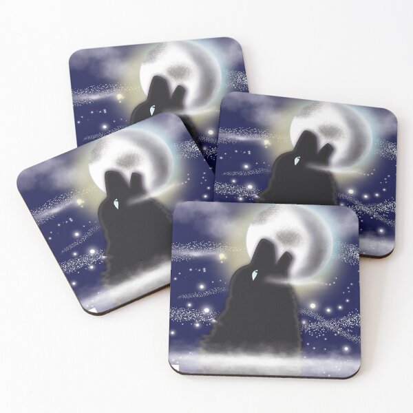 Item preview, Lobo aullando a la luna por la noche con estrellas en el cielo designed and sold by Missing In Art.