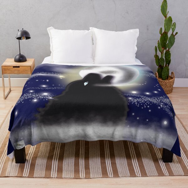 Artikelvorschau, Wolf heult nachts den Mond mit Sternen am Himmel an entworfen und verkauft von Missing In Art.