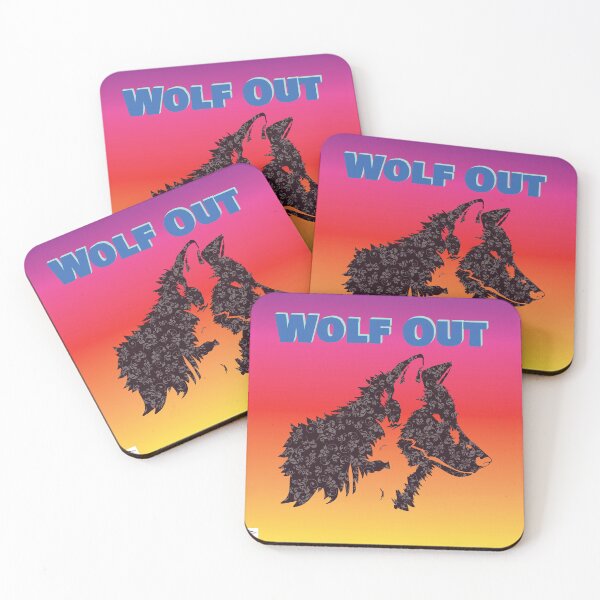 Item preview, Rainbow Retro Art - Wolf Out, wolf white flowers print designed and sold by Missing In Art.
